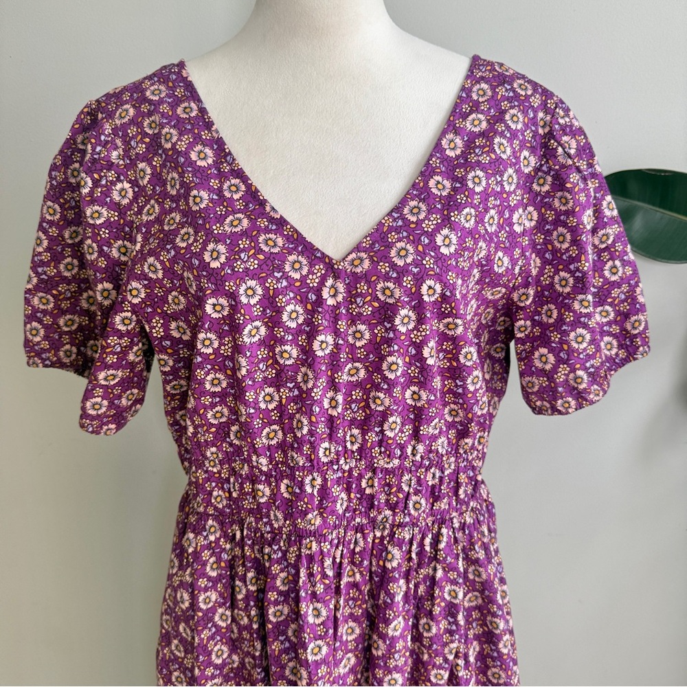 J.Crew Floral V-neck V-back Smocked Waist Puff Sleeve Midi Dress 14 - Picture 6 of 12